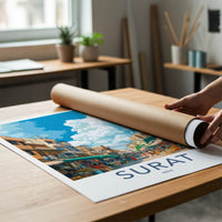 Surat Poster - India Travel Art - Gujarat Street Market Home Decor