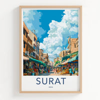 Surat Poster - India Travel Art - Gujarat Street Market Home Decor