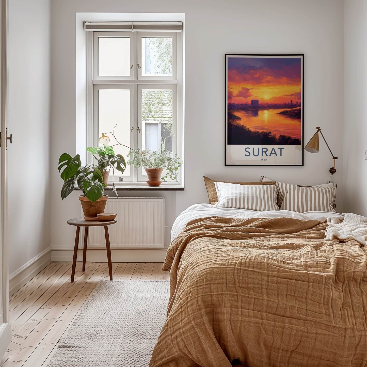 Surat Poster - India Travel Art - Gujarat Vibrant River Sunset Home Decor