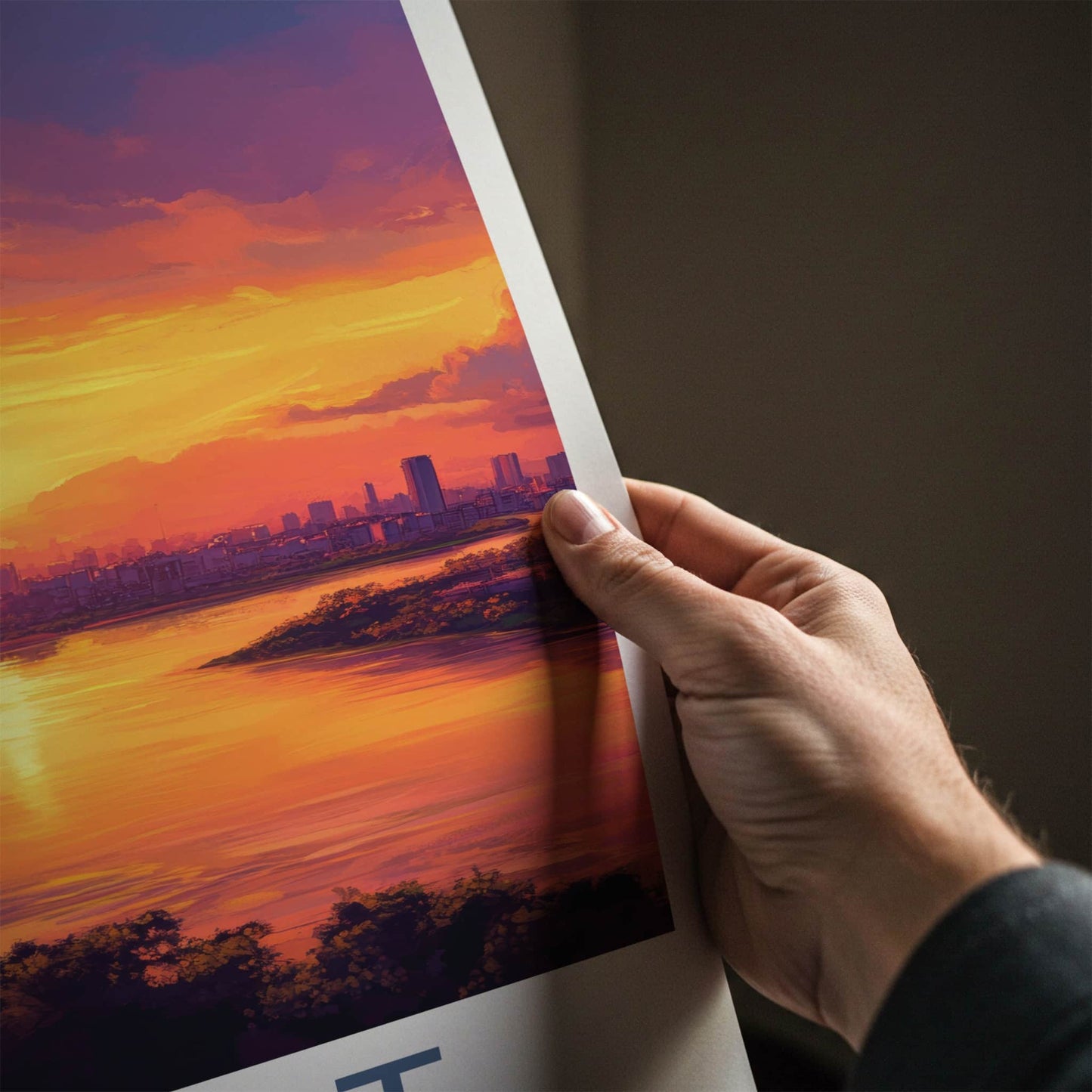 Surat Poster - India Travel Art - Gujarat Vibrant River Sunset Home Decor
