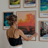 Surat Poster - India Travel Art - Gujarat Vibrant Sunset Skyline Home Decor