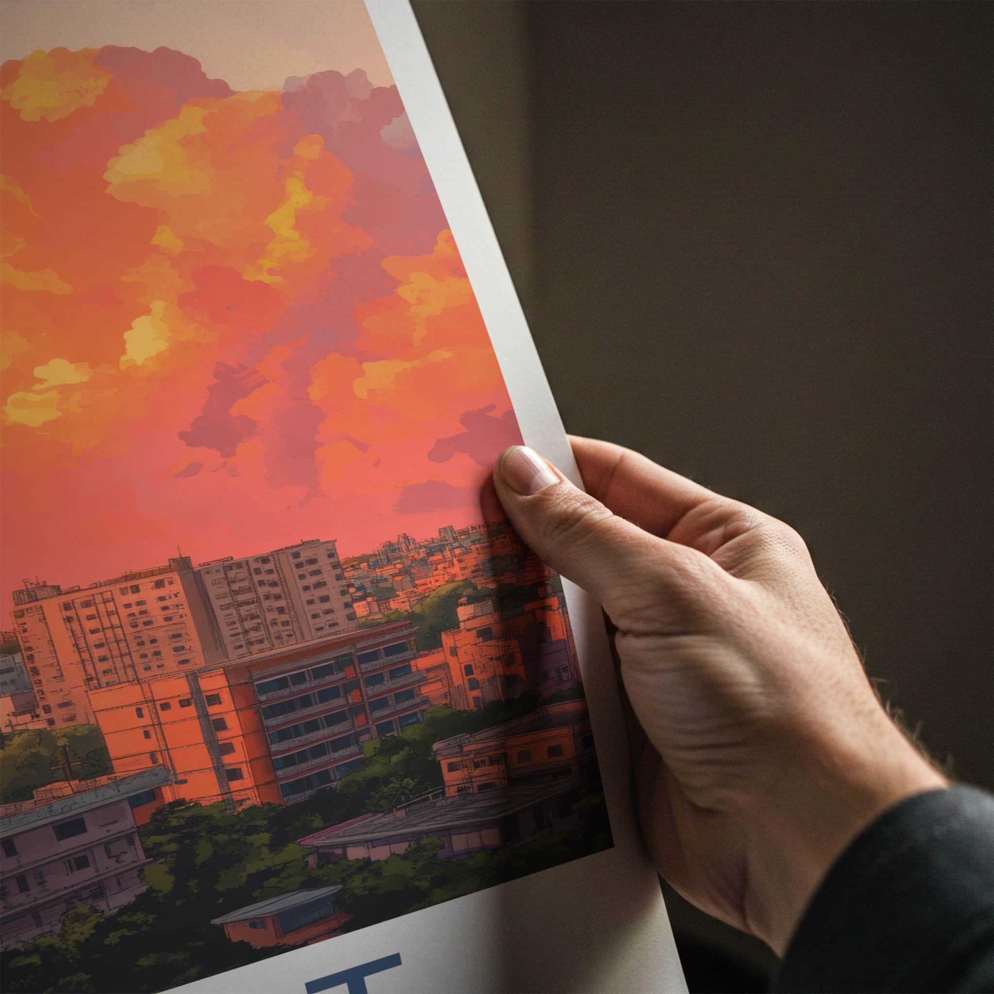 Surat Poster - India Travel Art - Gujarat Vibrant Sunset Skyline Home Decor