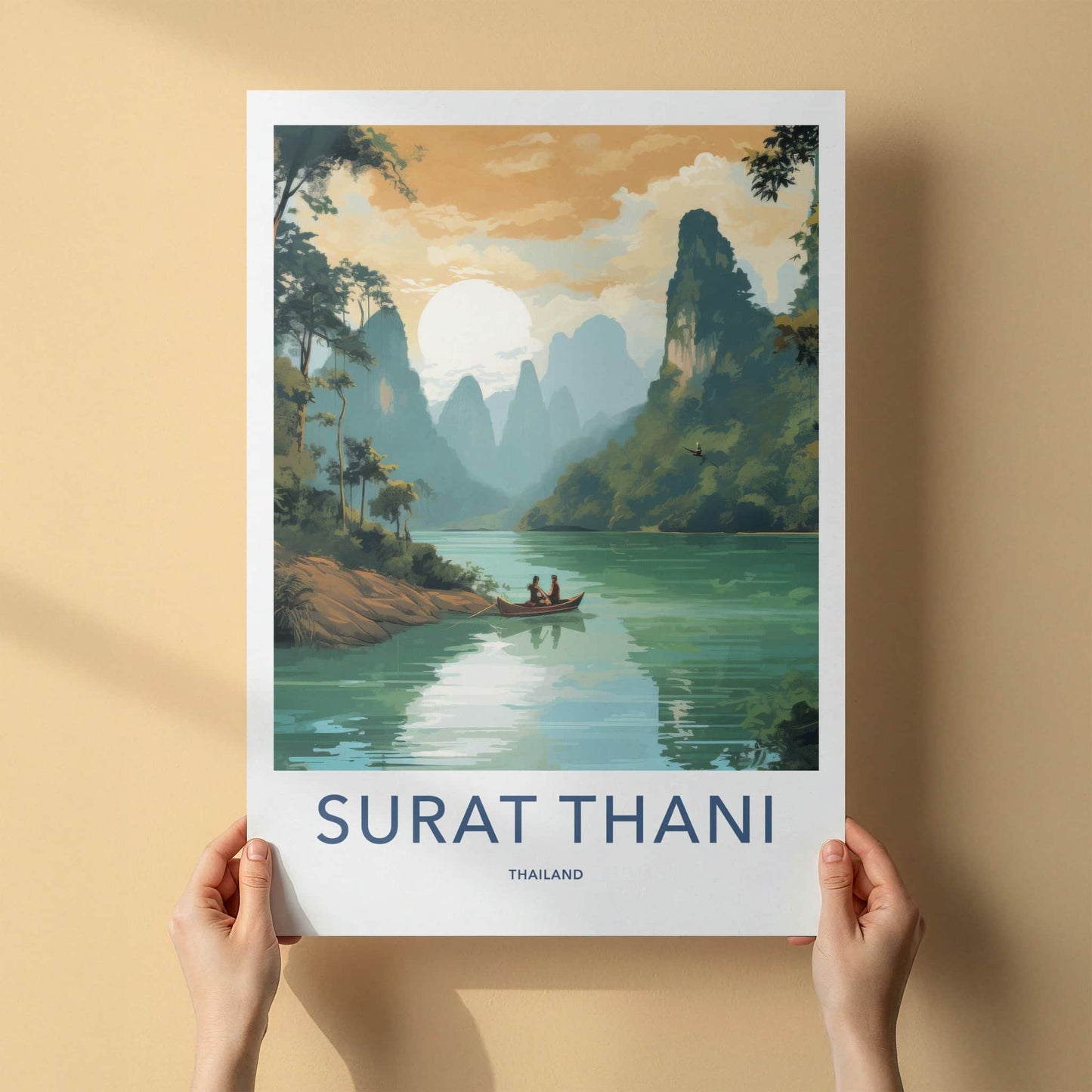Surat Thani Poster - Thailand Travel Art - Karst River Scenic Wall Decor