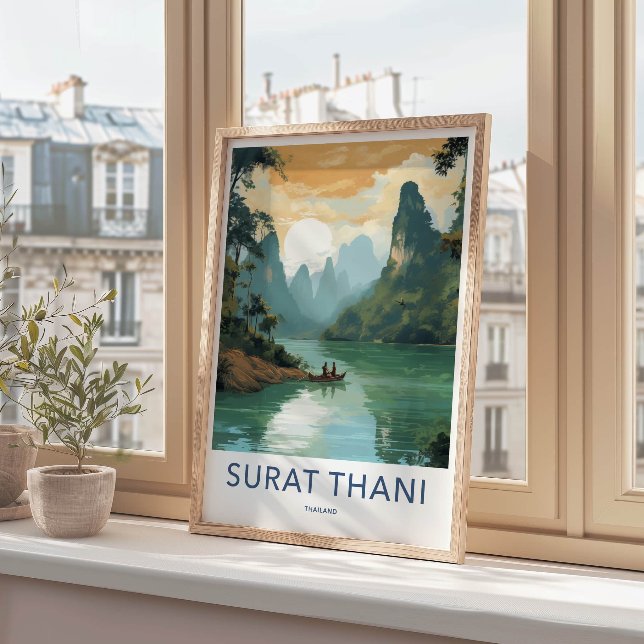Surat Thani Poster - Thailand Travel Art - Karst River Scenic Wall Decor