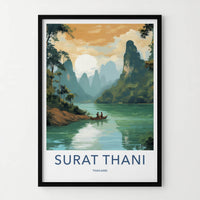 Surat Thani Poster - Thailand Travel Art - Karst River Scenic Wall Decor