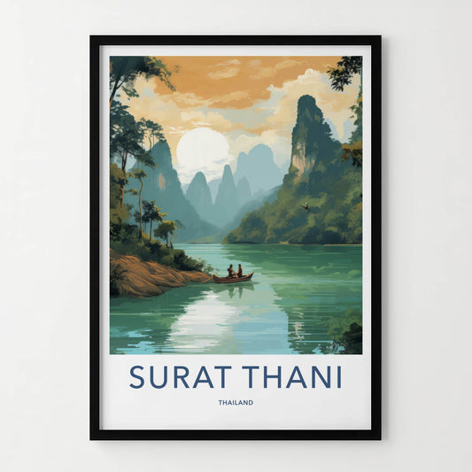 Surat Thani Poster - Thailand Travel Art - Karst River Scenic Wall Decor