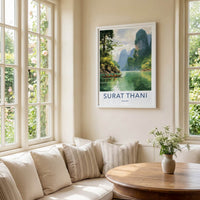 Surat Thani Poster - Thailand Travel Art - Limestone Karst Scenery Home Decor