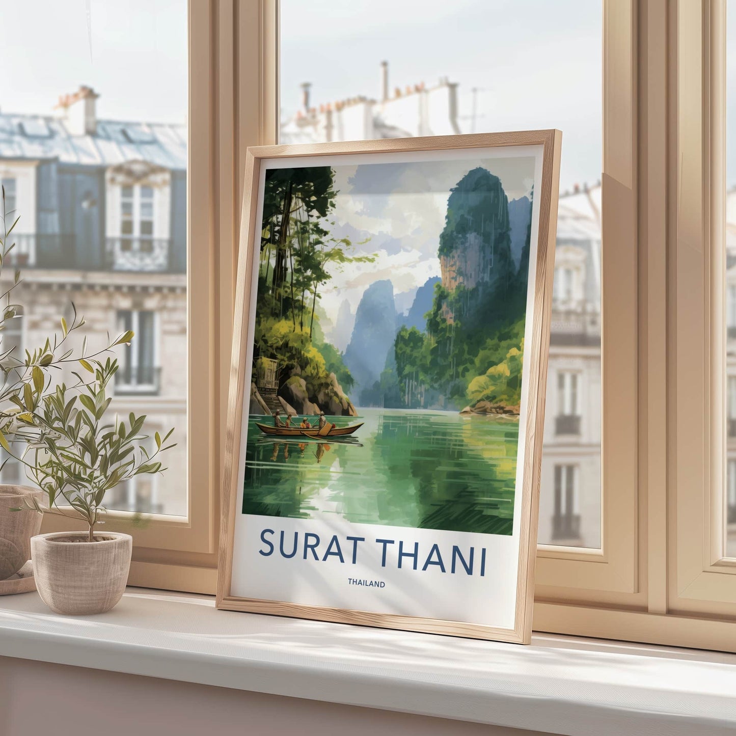Surat Thani Poster - Thailand Travel Art - Limestone Karst Scenery Home Decor