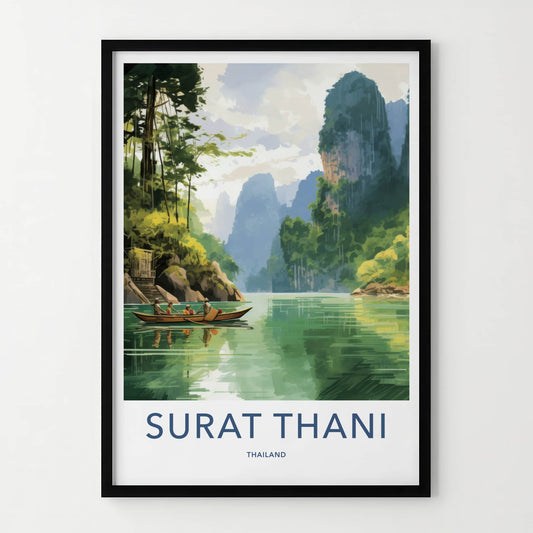 Surat Thani Poster - Thailand Travel Art - Limestone Karst Scenery Home Decor