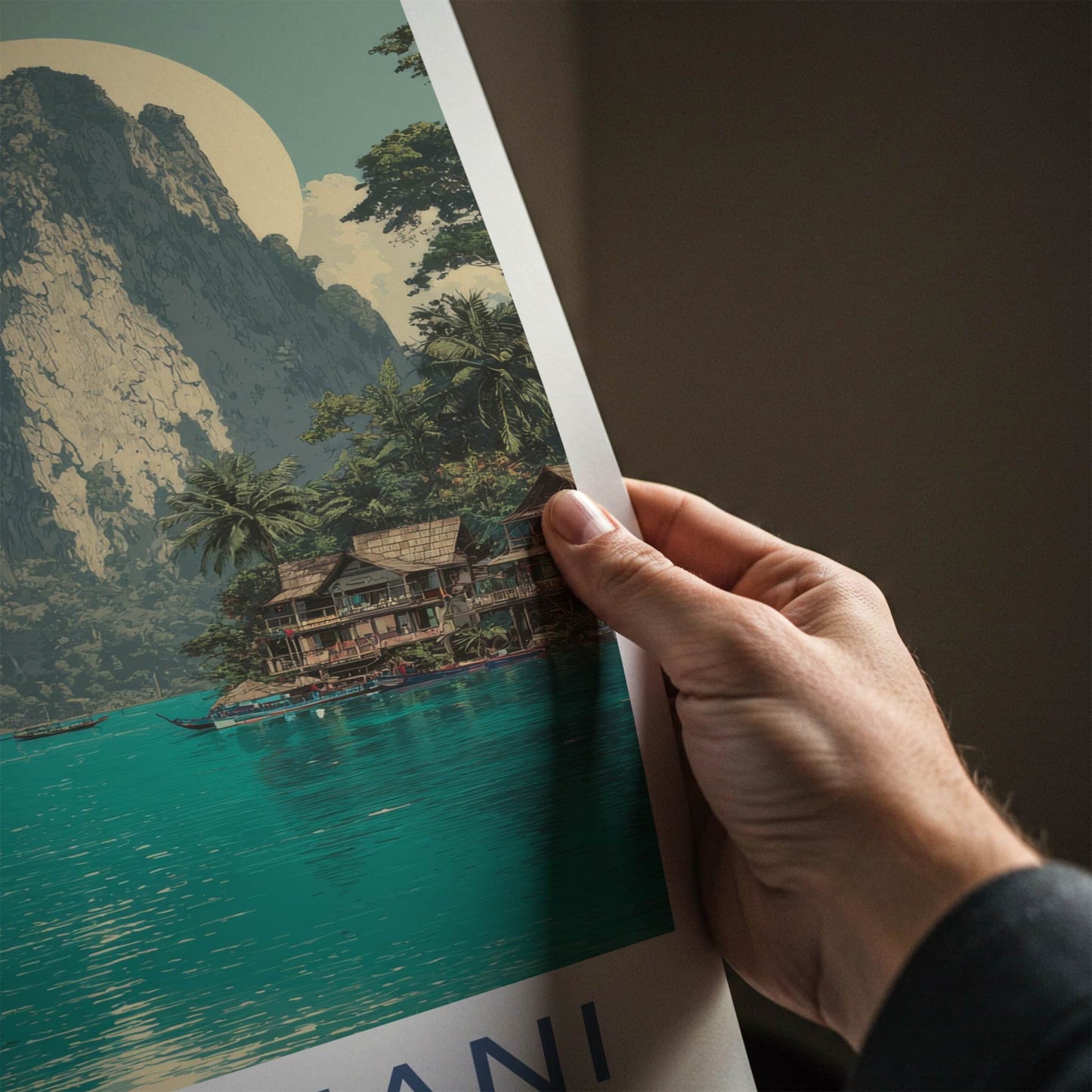 Surat Thani Poster - Thailand Travel Art - Towering Peak Bay Framed Art