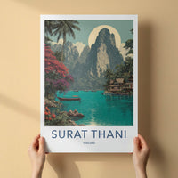 Surat Thani Poster - Thailand Travel Art - Towering Peak Bay Framed Art