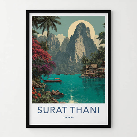 Surat Thani Poster - Thailand Travel Art - Towering Peak Bay Framed Art