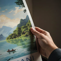 Surat Thani Poster - Thailand Travel Art - Tropical River Karsts Home Decor
