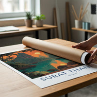 Surat Thani Poster - Thailand Travel Art - Tropical Sunset Lake Home Decor