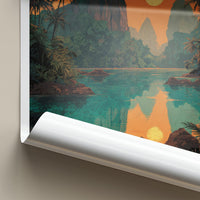 Surat Thani Poster - Thailand Wall Art - Vibrant Lake Sunset Home Decor