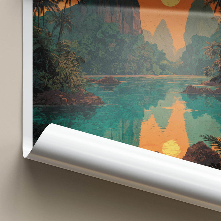 Surat Thani Poster - Thailand Wall Art - Vibrant Lake Sunset Home Decor