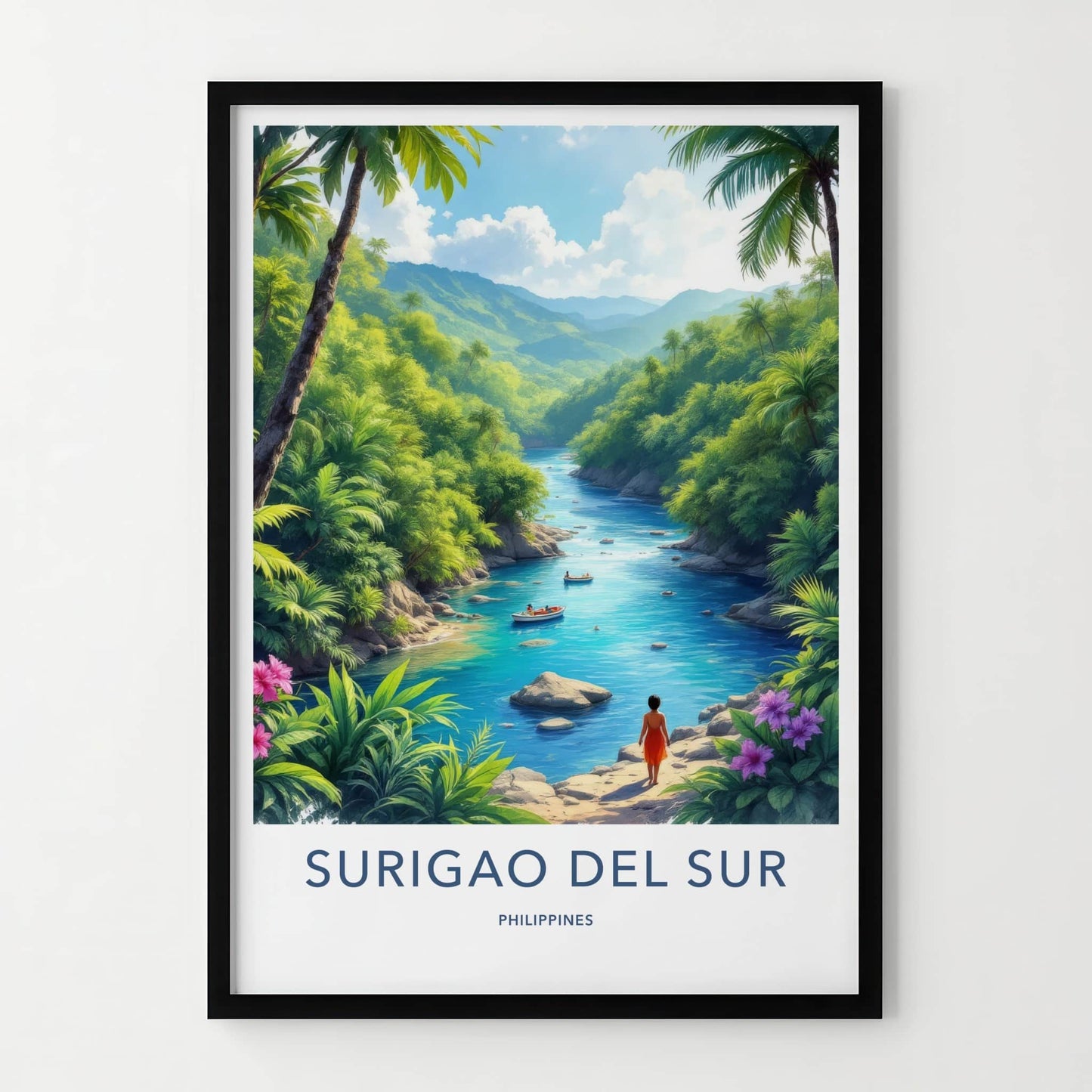 Surigao Del Sur Poster - Philippines Framed Art - Tropical River Scene Home Decor