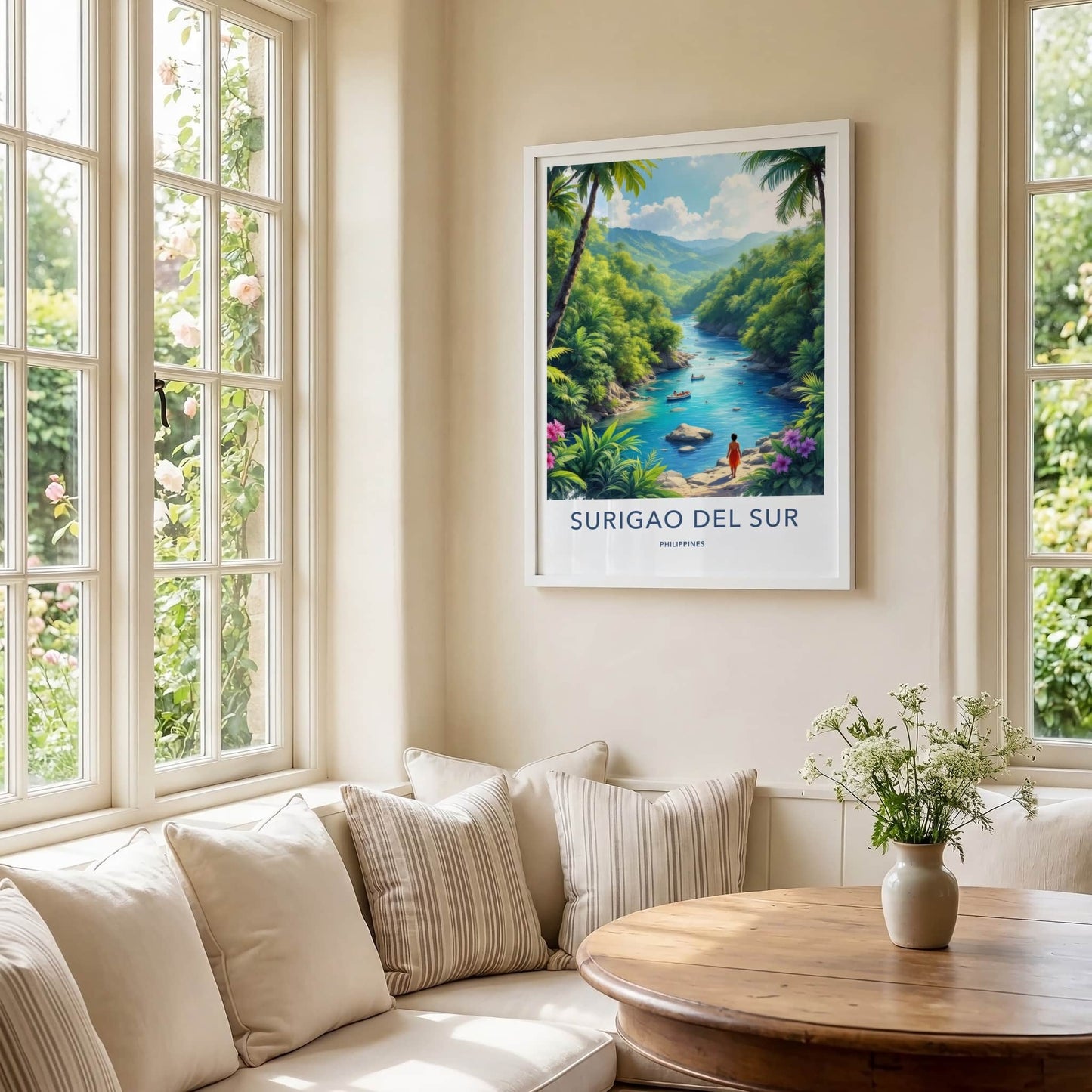 Surigao Del Sur Poster - Philippines Framed Art - Tropical River Scene Home Decor