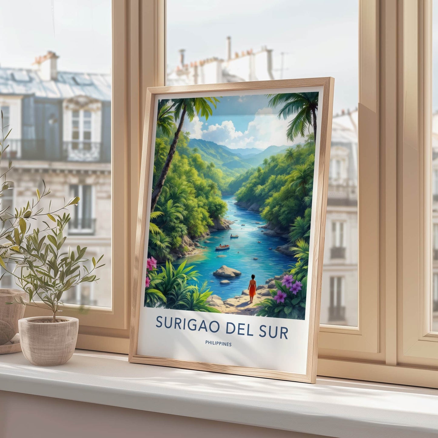 Surigao Del Sur Poster - Philippines Framed Art - Tropical River Scene Home Decor