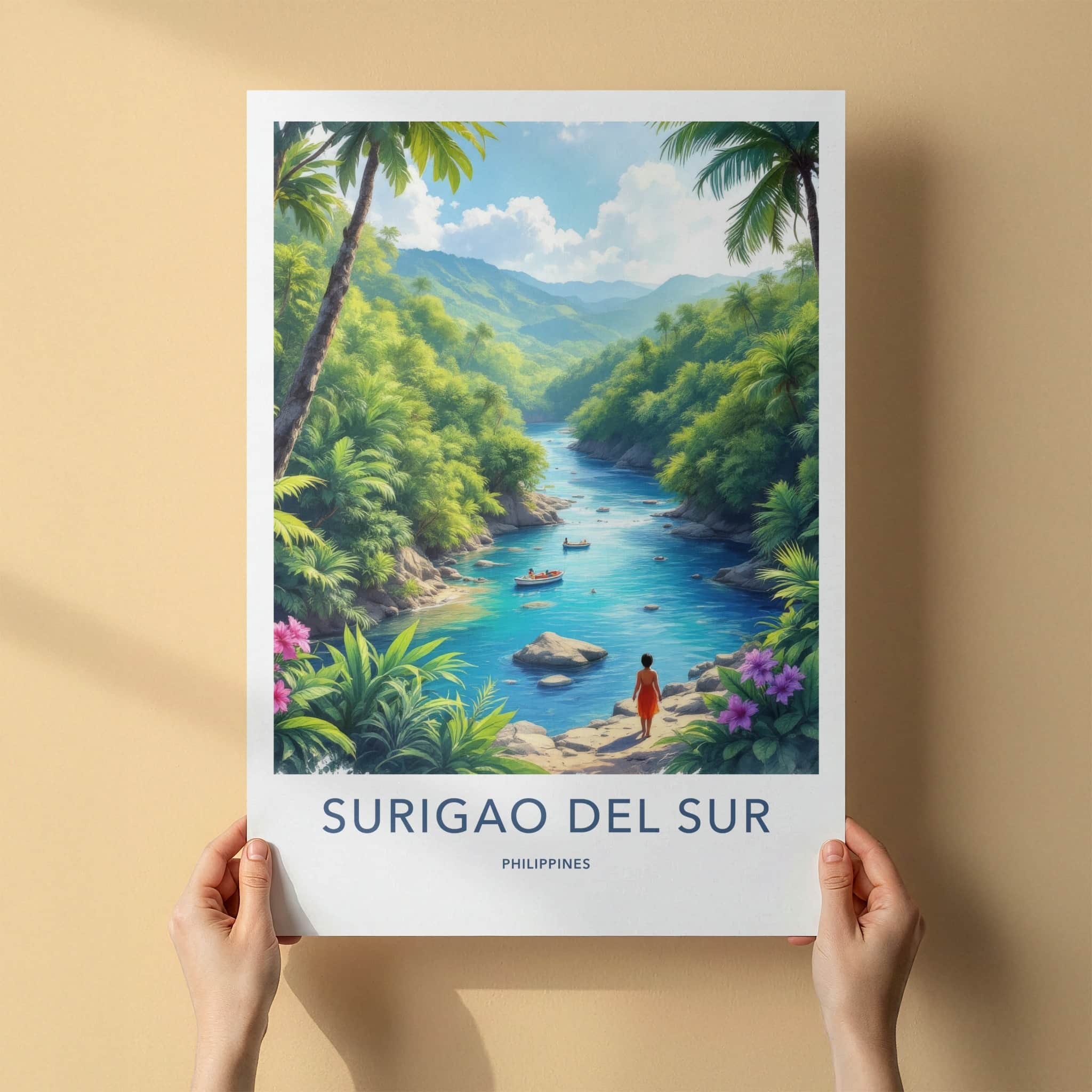 Surigao Del Sur Poster - Philippines Framed Art - Tropical River Scene Home Decor