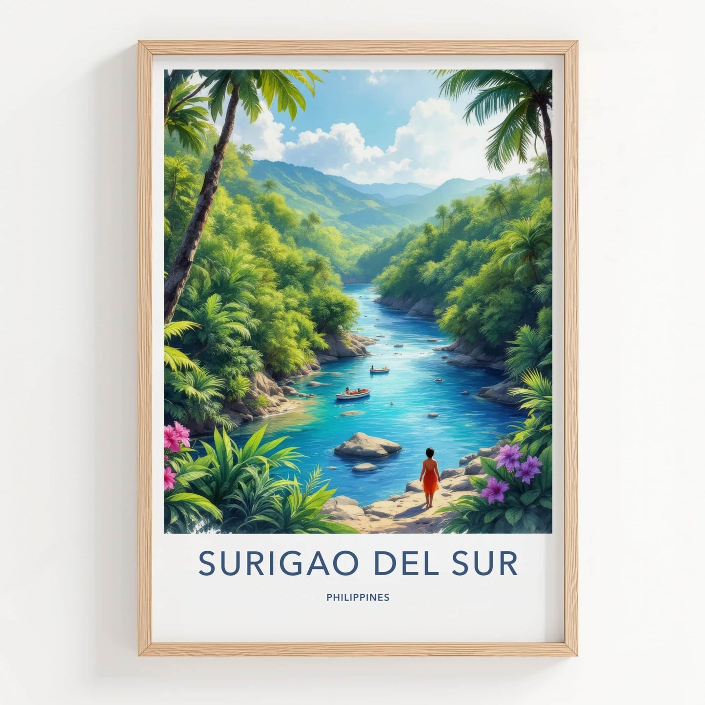Surigao Del Sur Poster - Philippines Framed Art - Tropical River Scene Home Decor