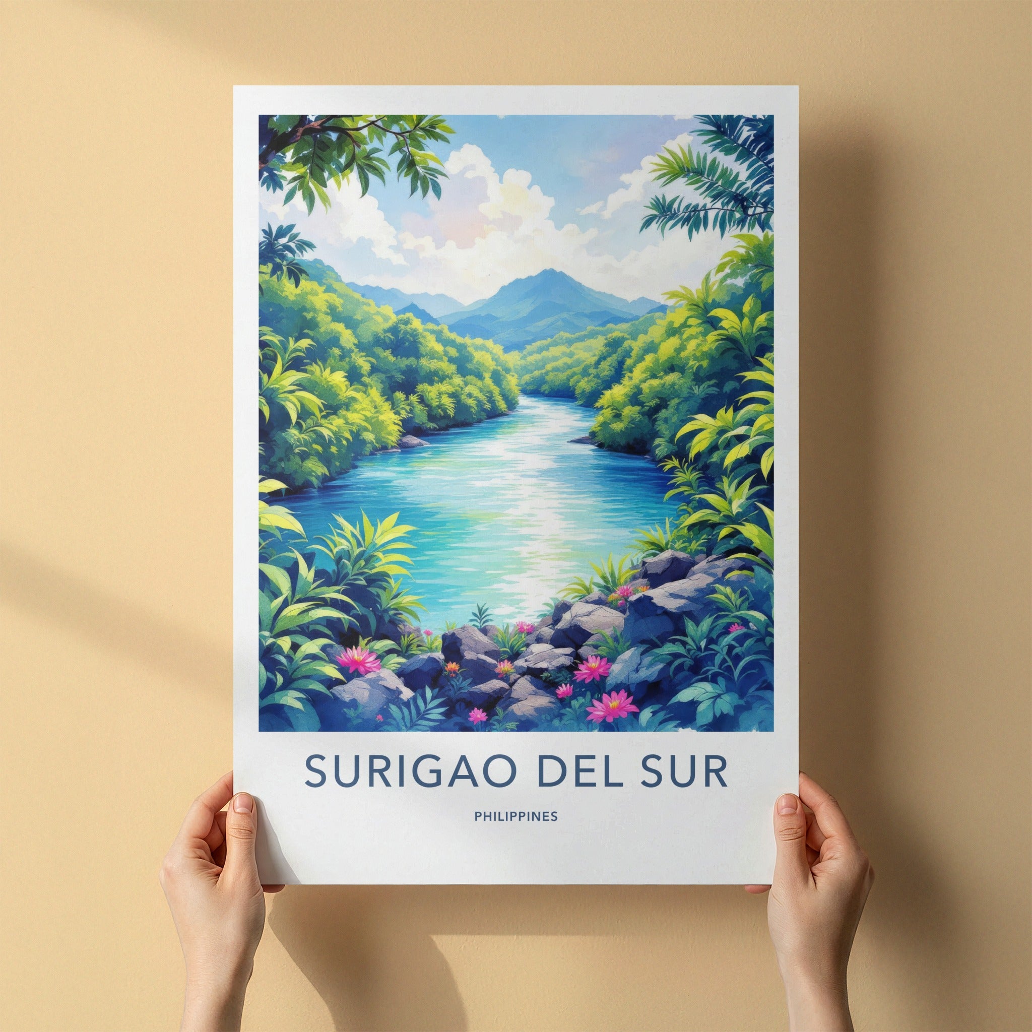 SURIGAO DEL SUR Poster - PHILIPPINES Travel Art - Lush River Mountains Home Decor