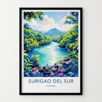 SURIGAO DEL SUR Poster - PHILIPPINES Travel Art - Lush River Mountains Home Decor