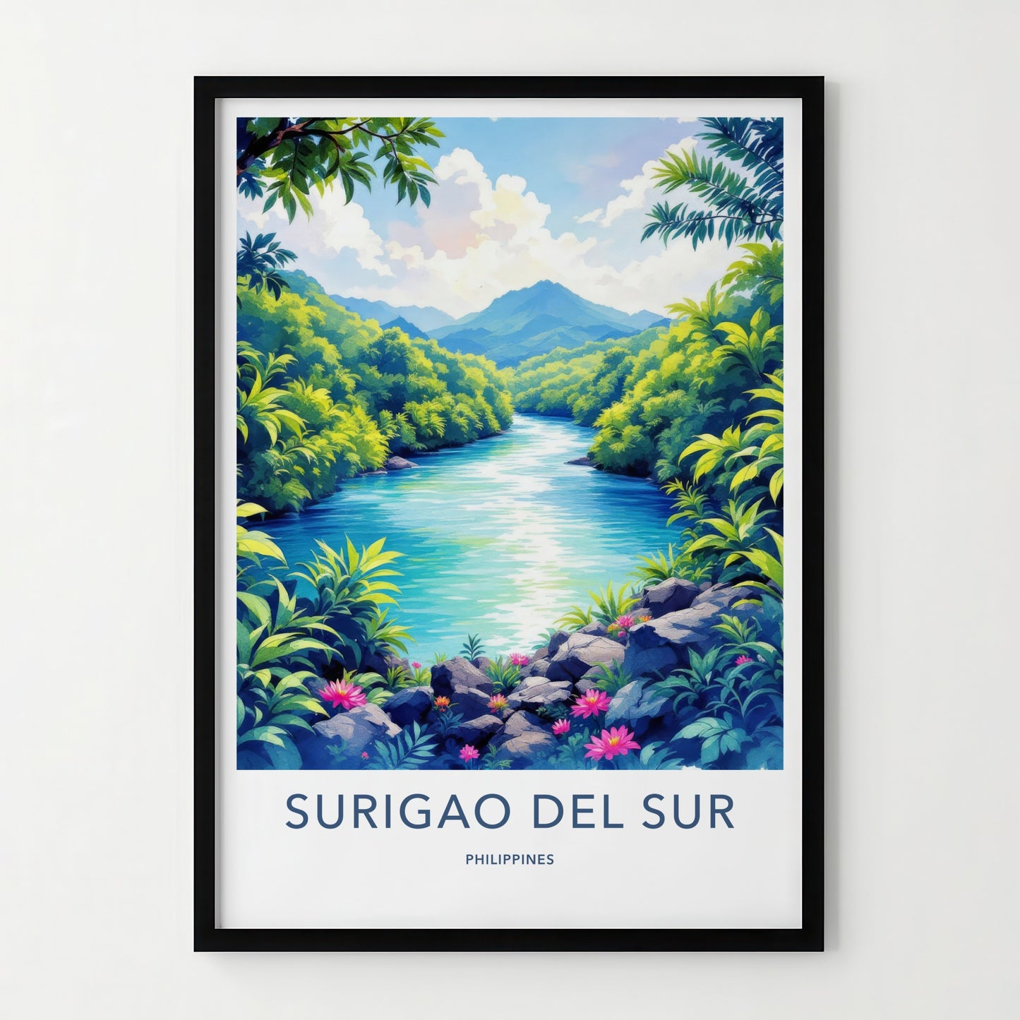 SURIGAO DEL SUR Poster - PHILIPPINES Travel Art - Lush River Mountains Home Decor