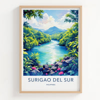 SURIGAO DEL SUR Poster - PHILIPPINES Travel Art - Lush River Mountains Home Decor