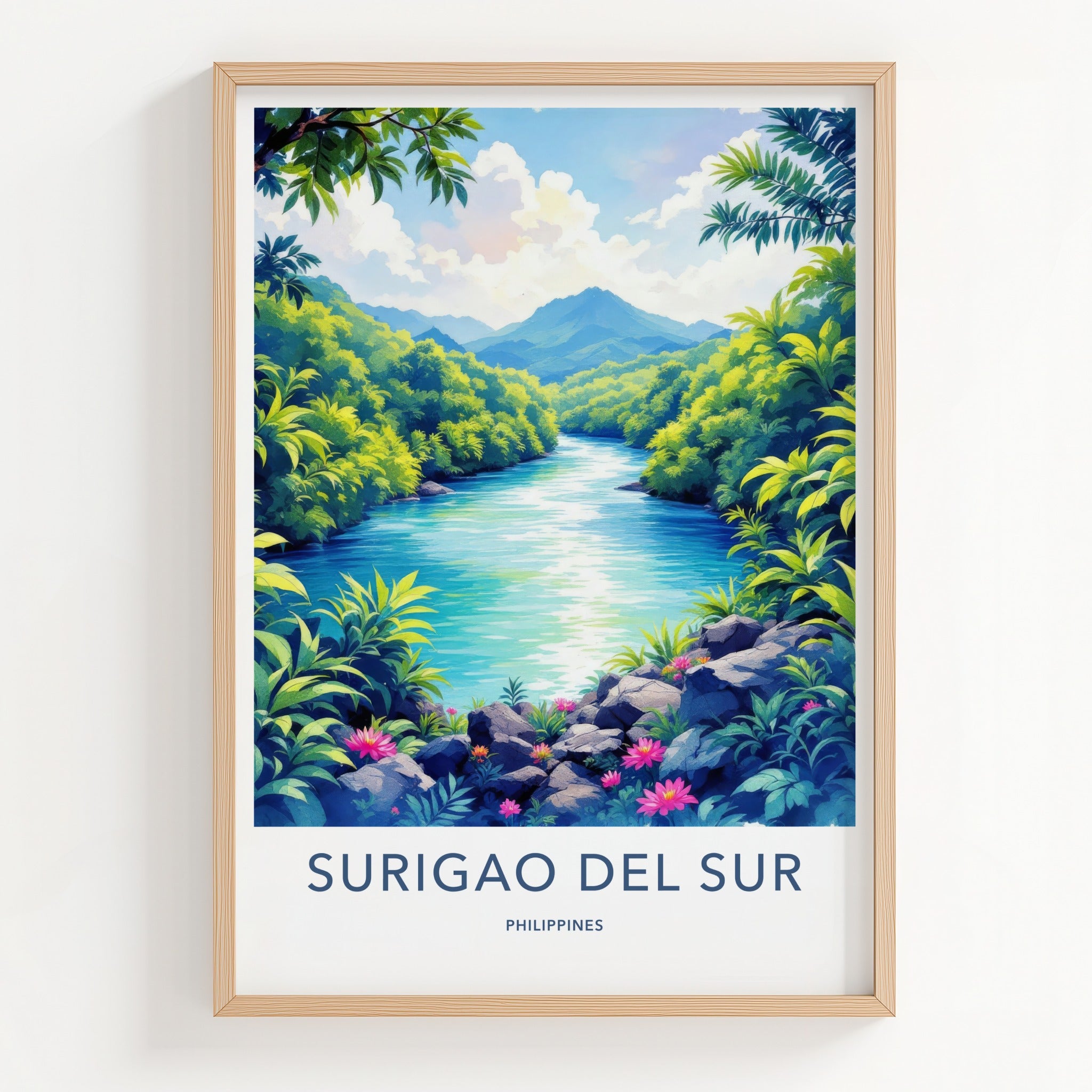 SURIGAO DEL SUR Poster - PHILIPPINES Travel Art - Lush River Mountains Home Decor