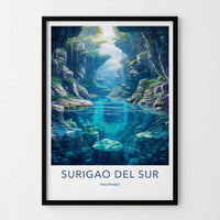 Surigao Del Sur Poster - Philippines Travel Art - Submerged River Flora Home Decor