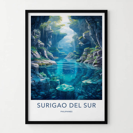 Surigao Del Sur Poster - Philippines Travel Art - Submerged River Flora Home Decor
