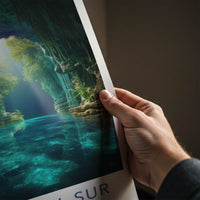 Surigao Del Sur Poster - Philippines Travel Art - Sunlit Cave Water Home Decor
