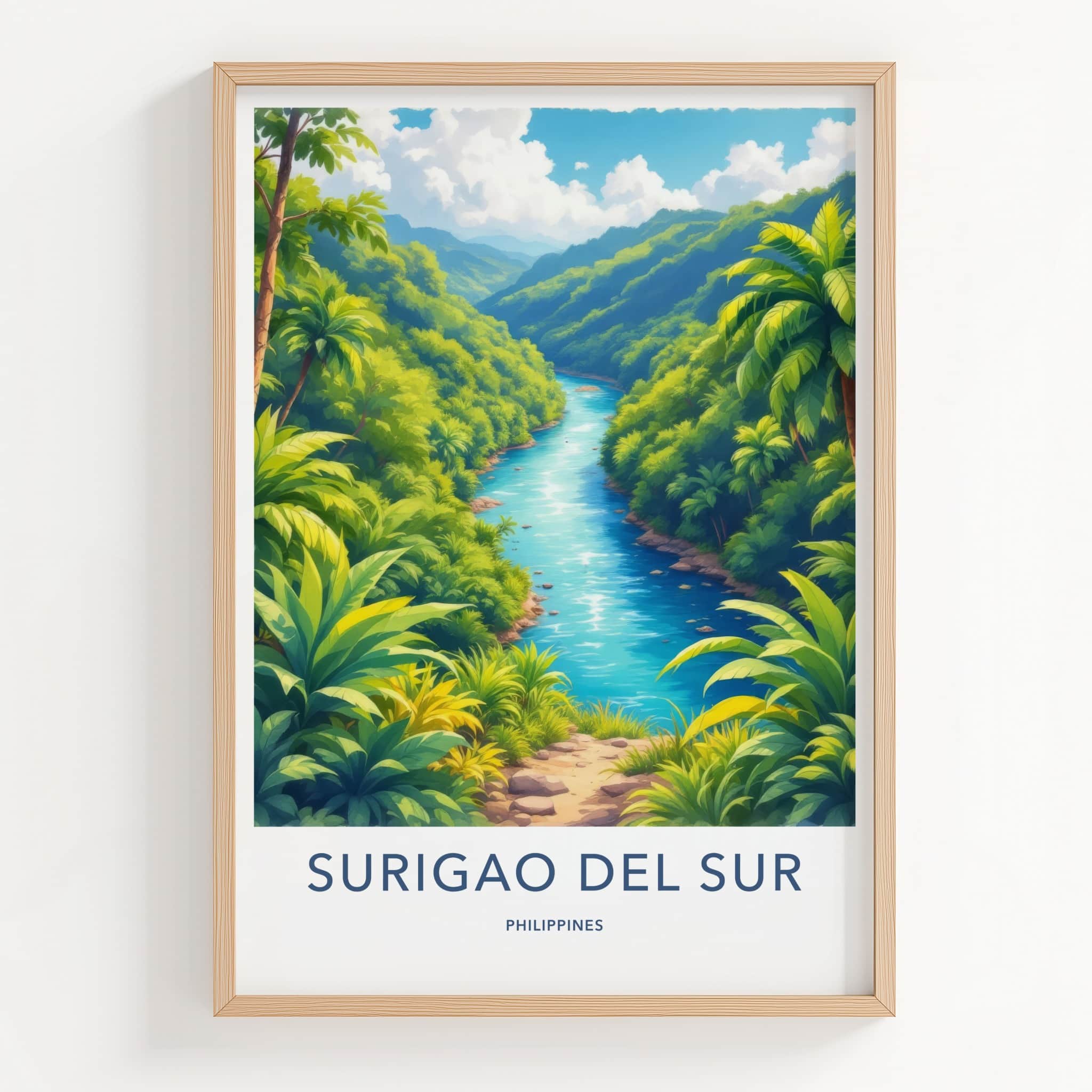 Surigao Del Sur Poster - Philippines Wall Art - Lush Green River Art Print