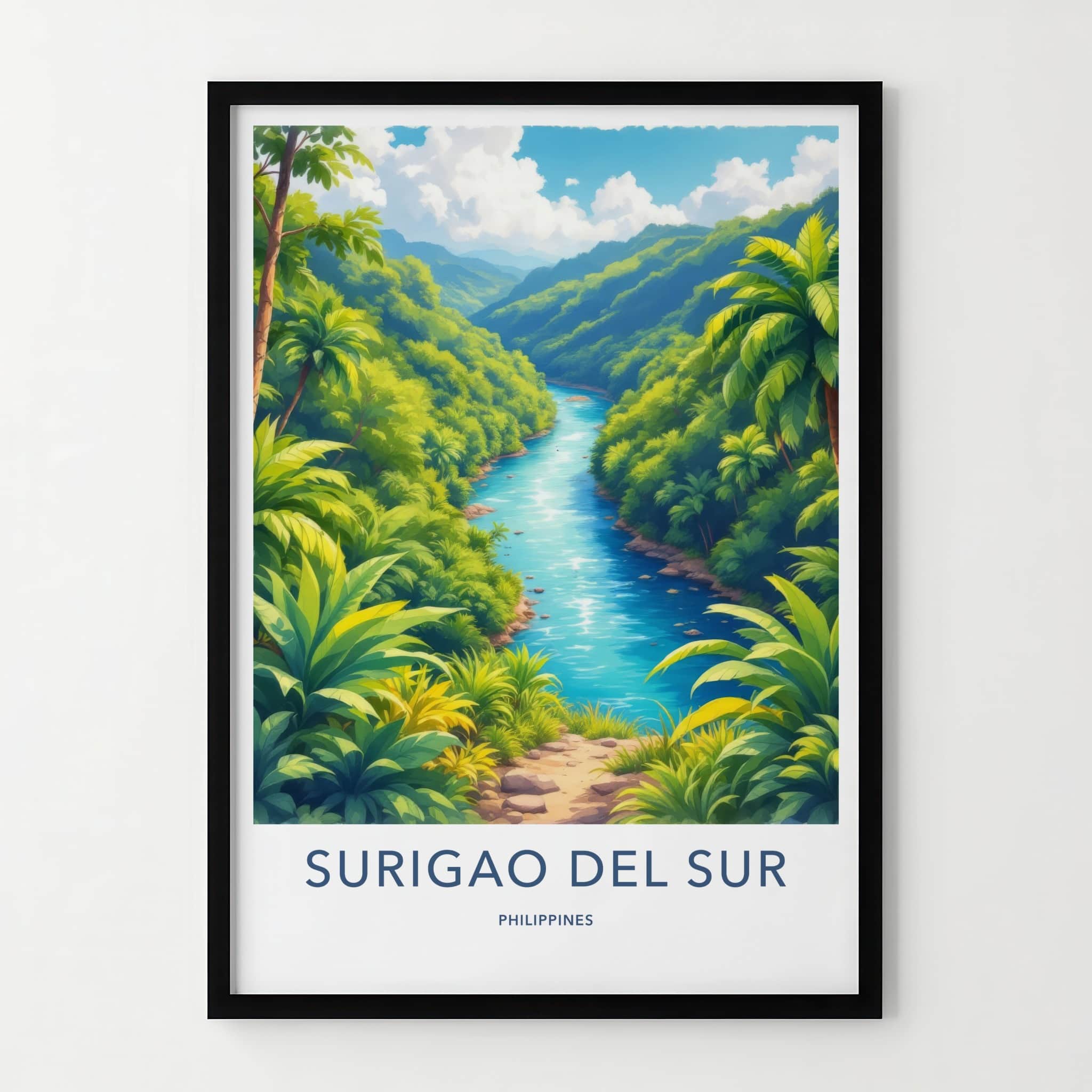 Surigao Del Sur Poster - Philippines Wall Art - Lush Green River Art Print