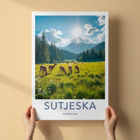 Sutjeska National Park Poster - Bosnia and Herzegovina Wall Art - Sunny Field Deer Gift