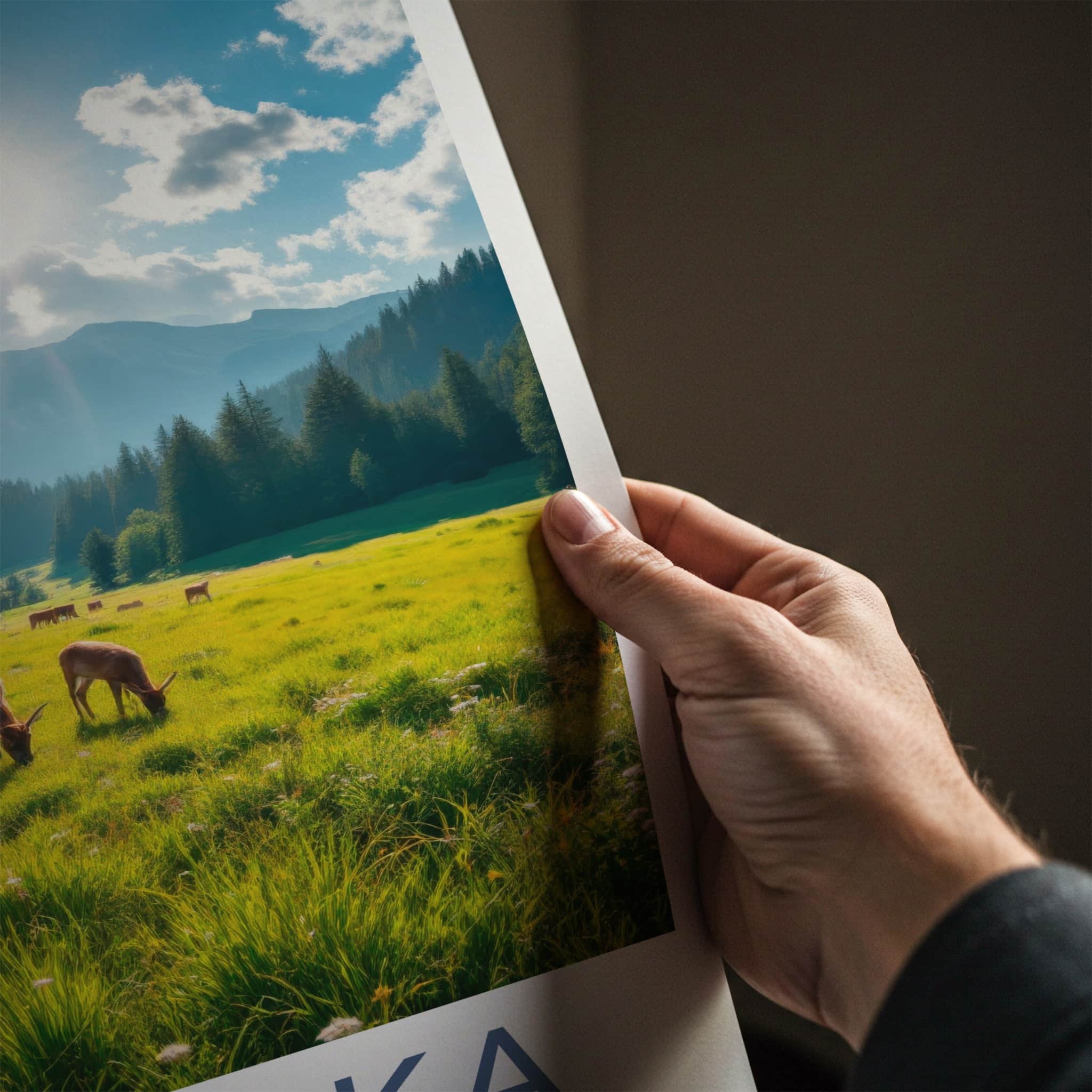 Sutjeska National Park Poster - Bosnia and Herzegovina Wall Art - Sunny Field Deer Gift