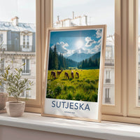 Sutjeska National Park Poster - Bosnia and Herzegovina Wall Art - Sunny Field Deer Gift