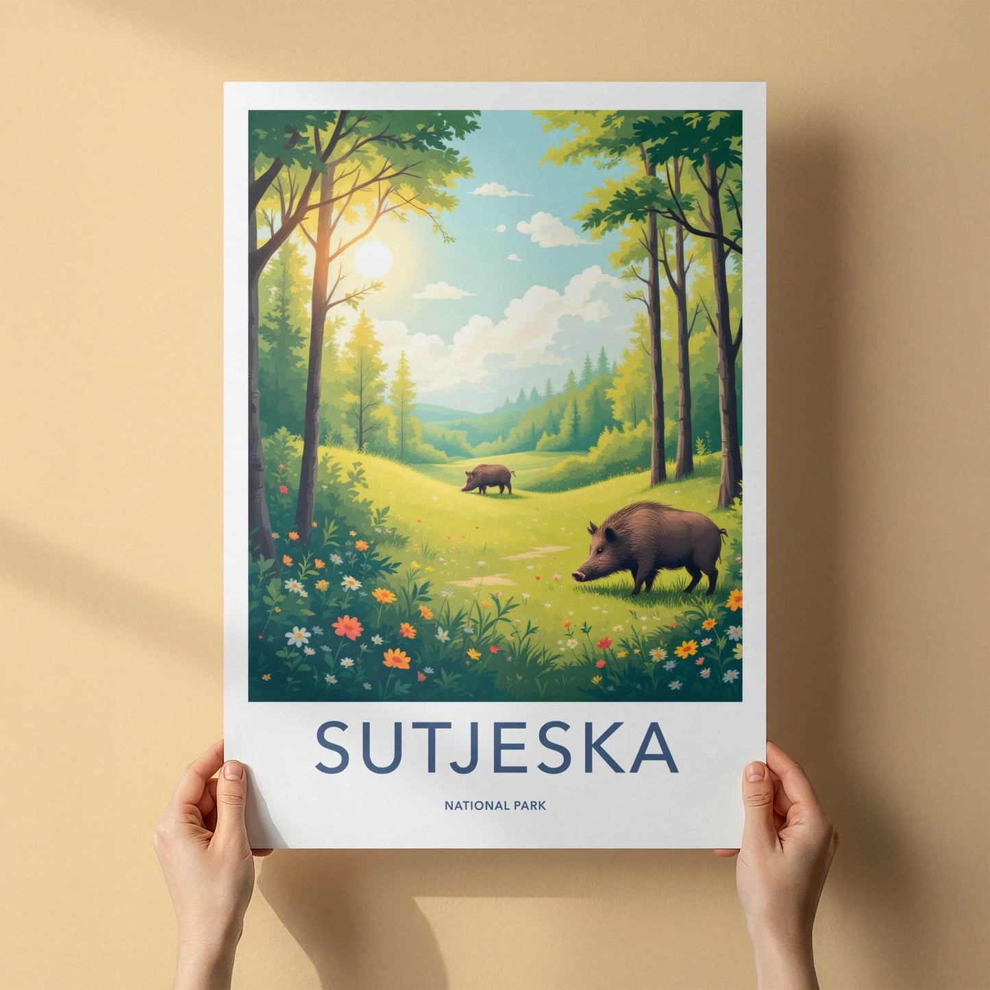 Sutjeska National Park Poster - Bosnia And Herzegovina Wall Art - Sunny Forest Boars Home Decor