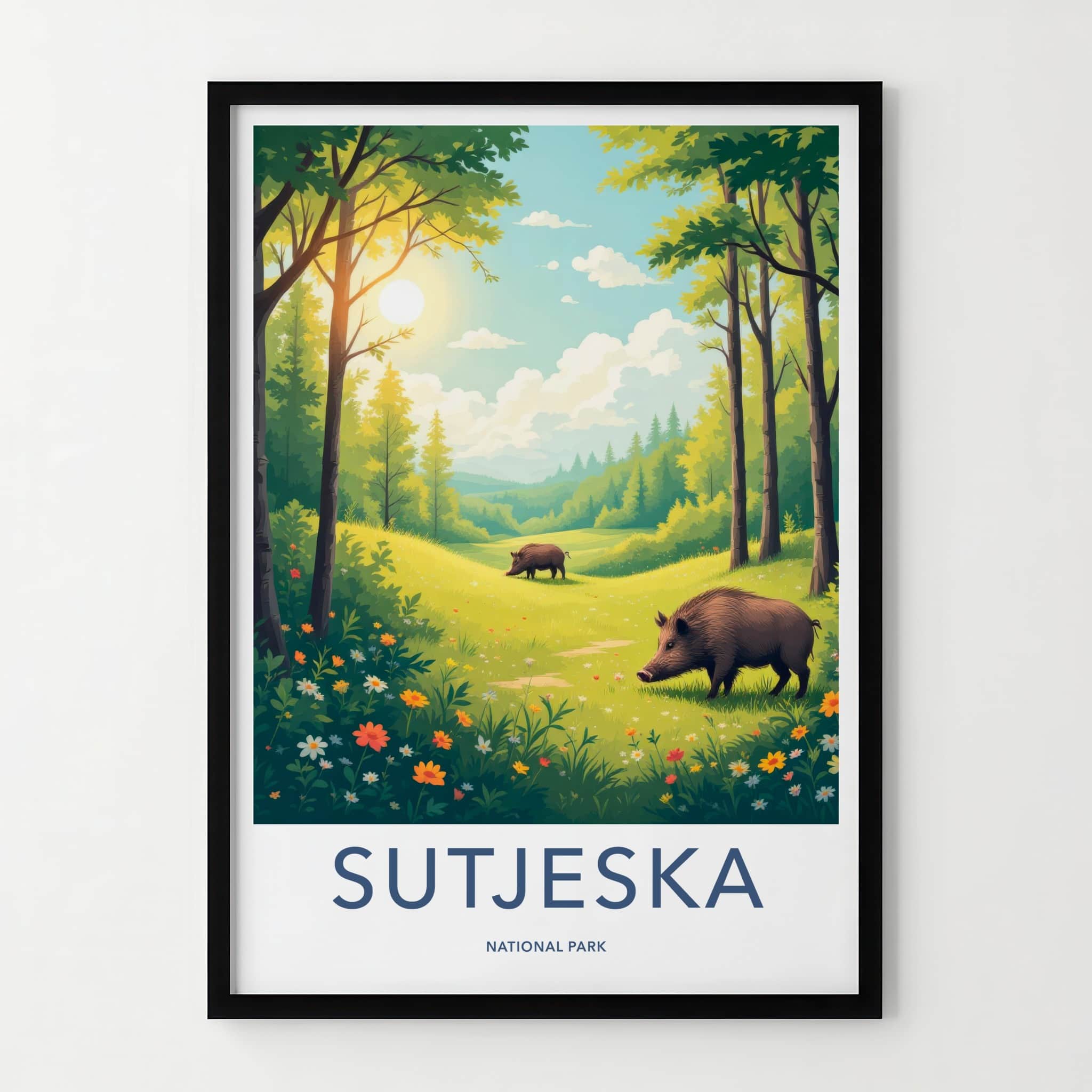 Sutjeska National Park Poster - Bosnia And Herzegovina Wall Art - Sunny Forest Boars Home Decor