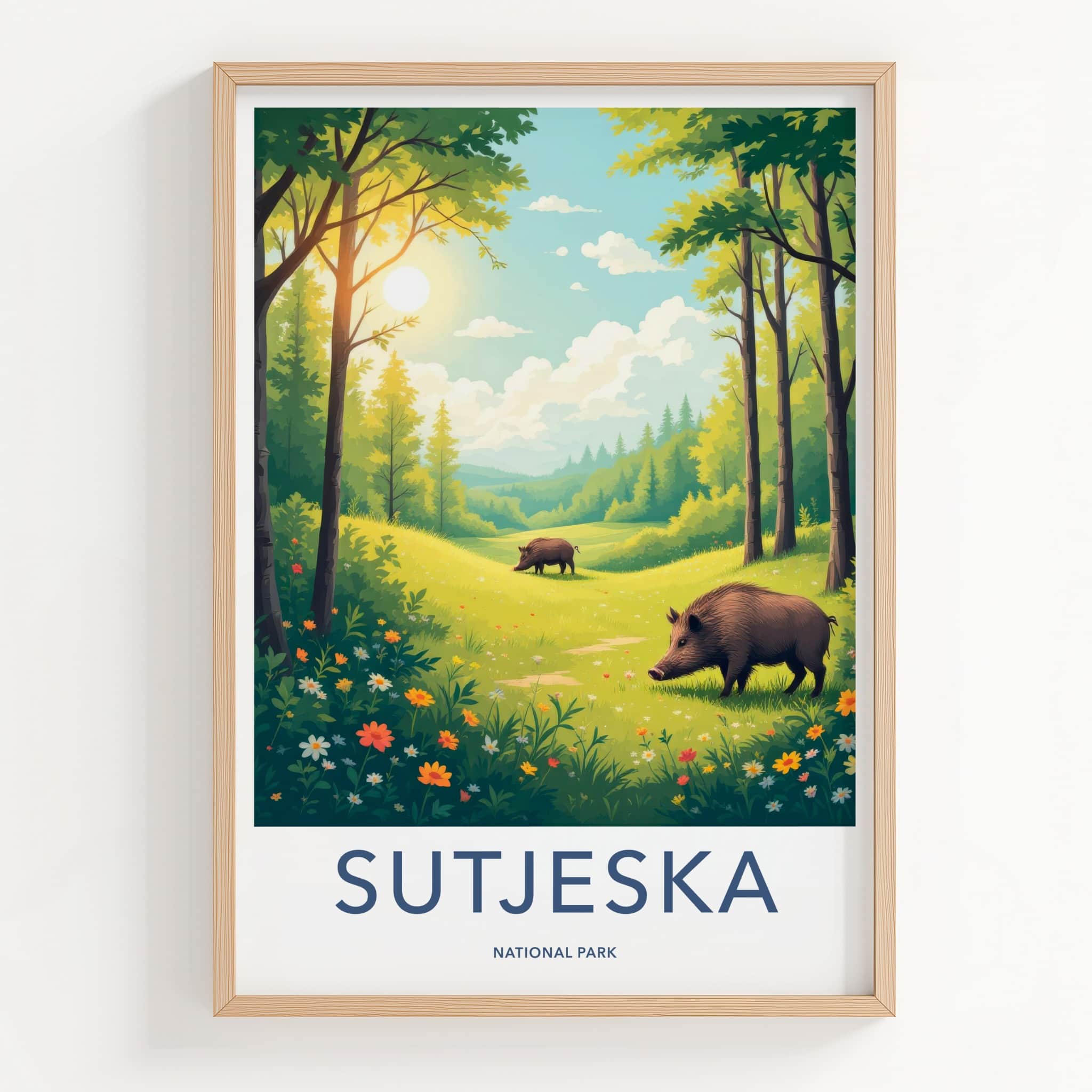 Sutjeska National Park Poster - Bosnia And Herzegovina Wall Art - Sunny Forest Boars Home Decor