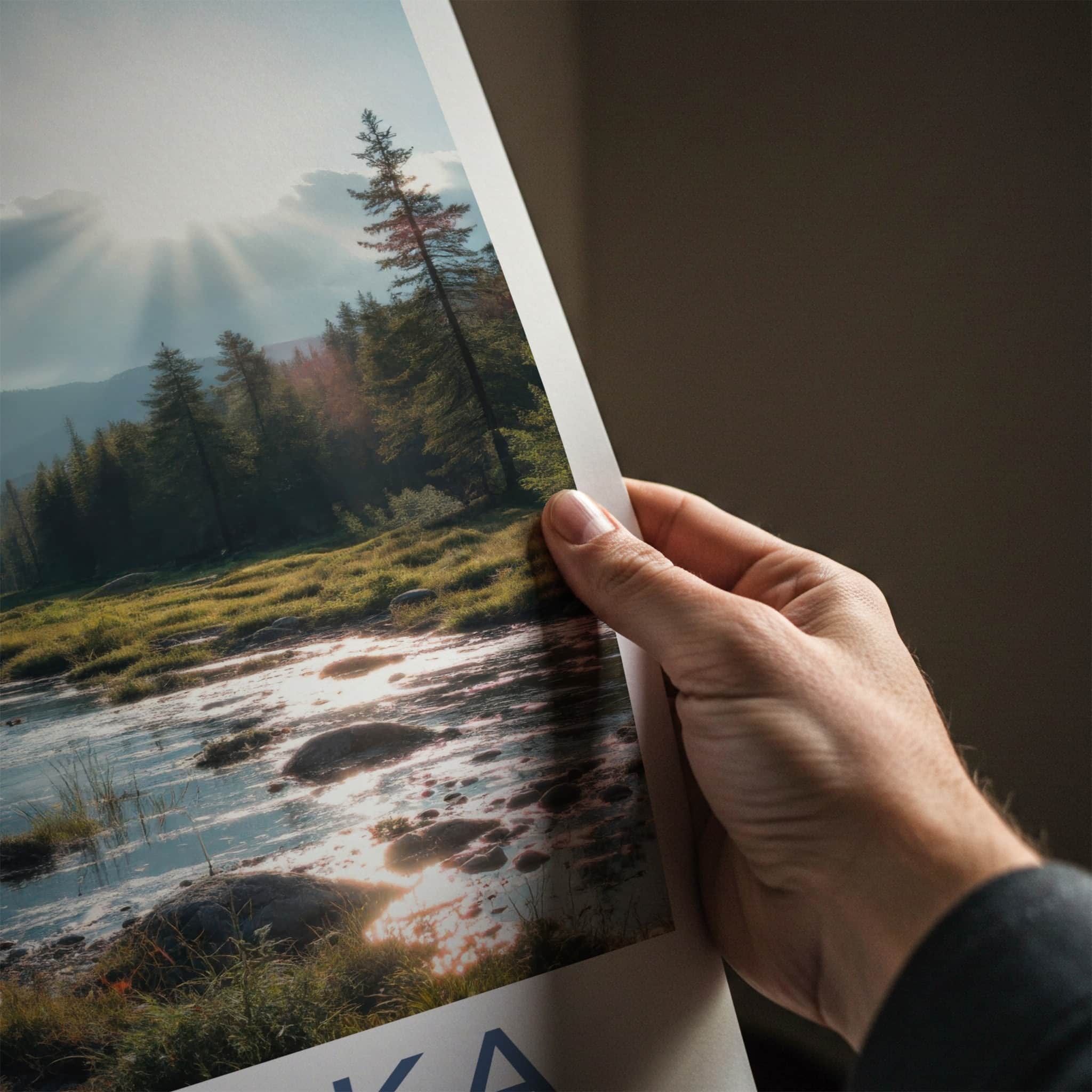 Sutjeska Poster - Bosnia and Herzegovina Travel Art - Bear Wading Stream Home Decor