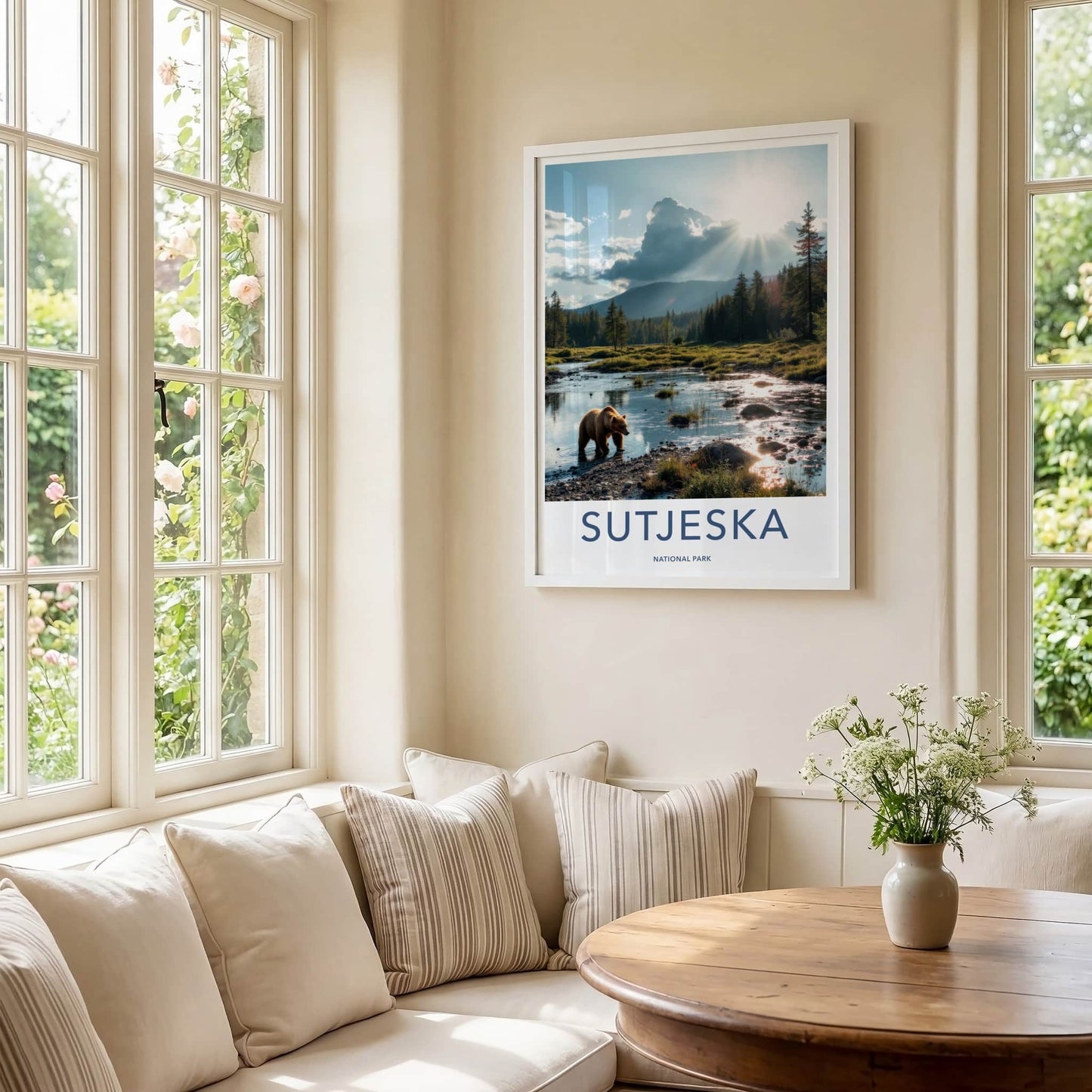 Sutjeska Poster - Bosnia and Herzegovina Travel Art - Bear Wading Stream Home Decor