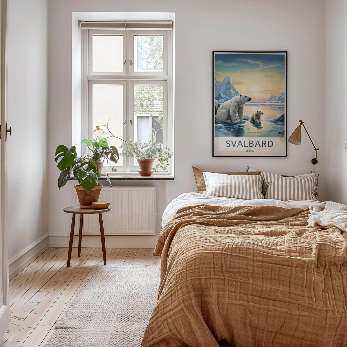 Svalbard Poster - Arctic Landscape Print With Polar Bear Illustration
