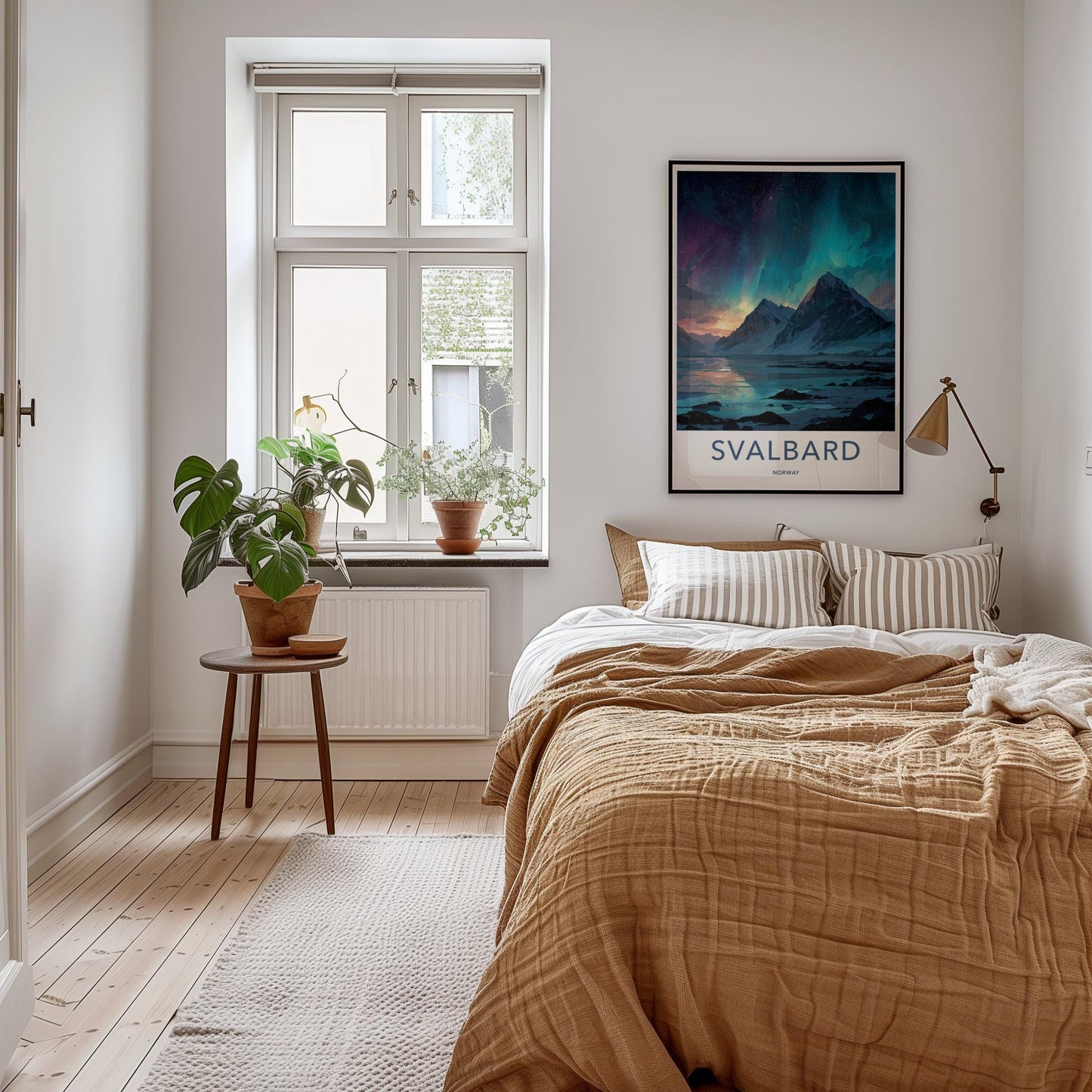 Svalbard Poster - Norway Framed Art - Frozen Fjord Lights Wall Decor