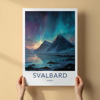 Svalbard Poster - Norway Framed Art - Frozen Fjord Lights Wall Decor