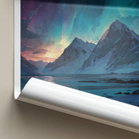 Svalbard Poster - Norway Framed Art - Frozen Fjord Lights Wall Decor