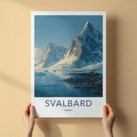 Svalbard Poster - Norway Travel Art - Frozen Mountain Coast Home Decor