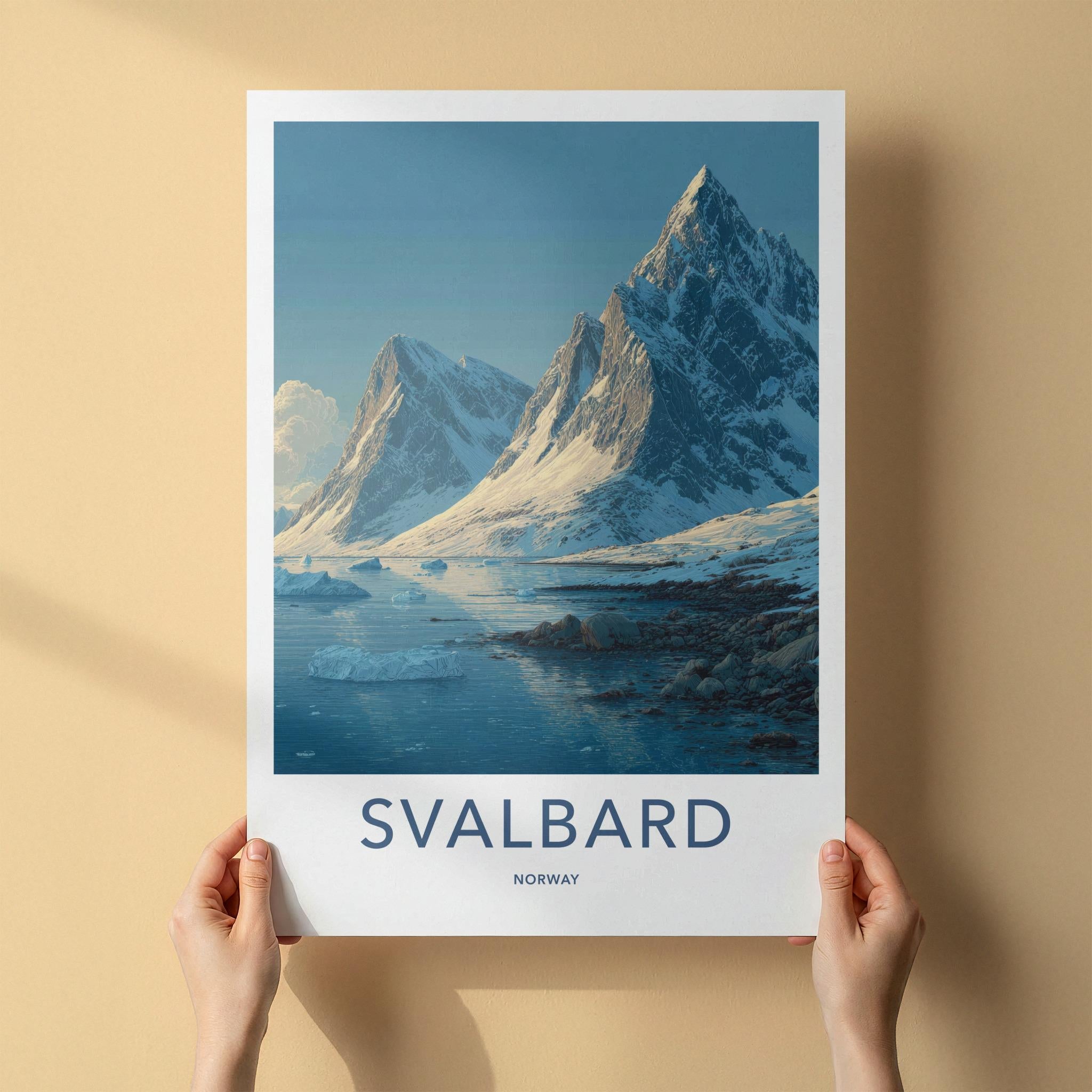 Svalbard Poster - Norway Travel Art - Frozen Mountain Coast Home Decor