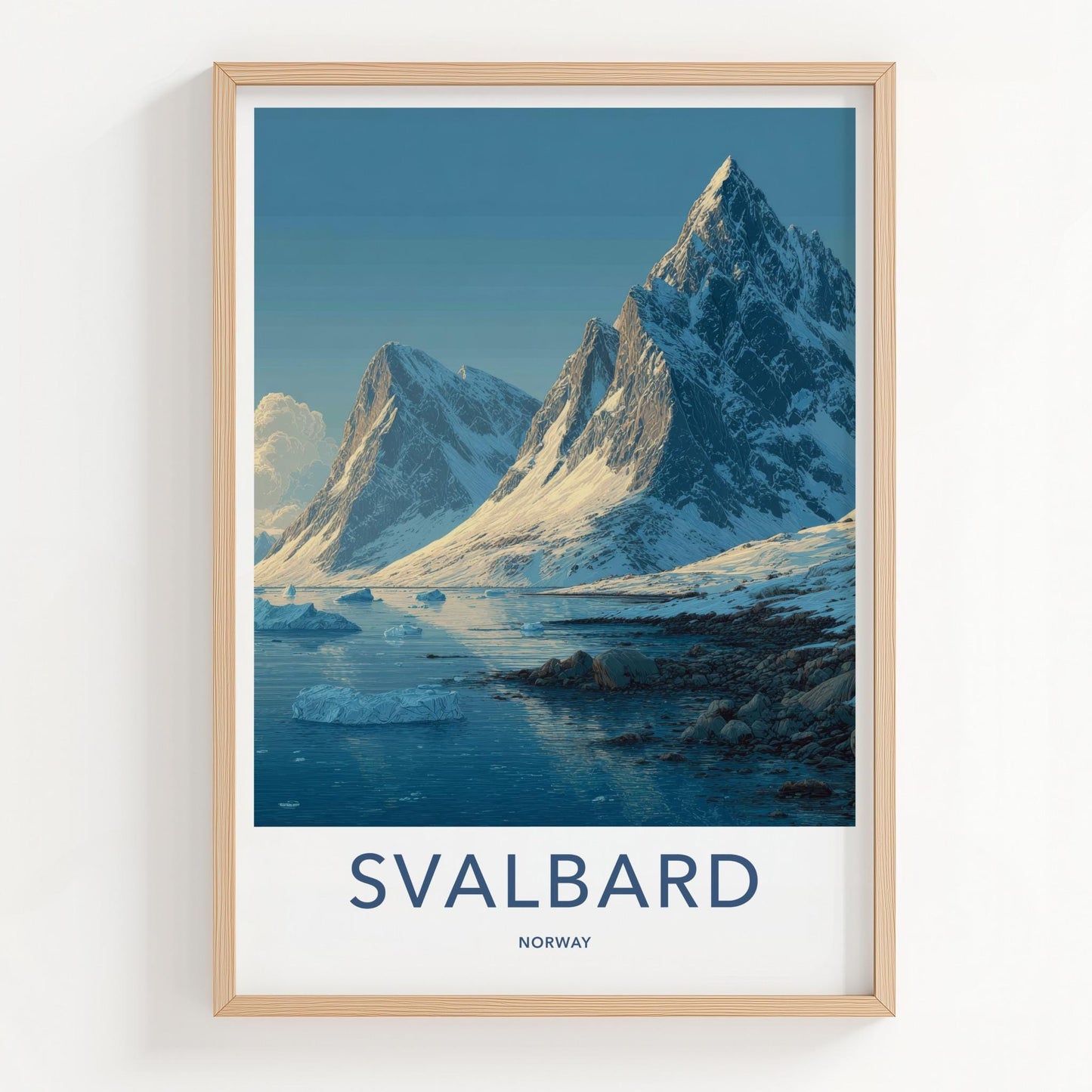 Svalbard Poster - Norway Travel Art - Frozen Mountain Coast Home Decor